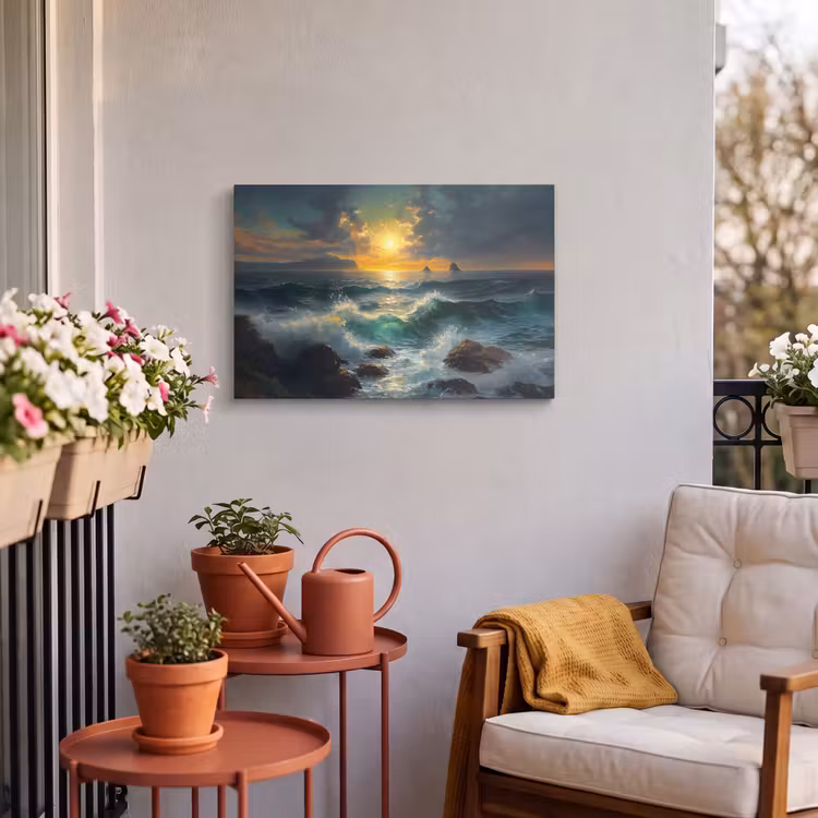 Buiten canvas - Zee - Zon - Golven - Rotsen — 4