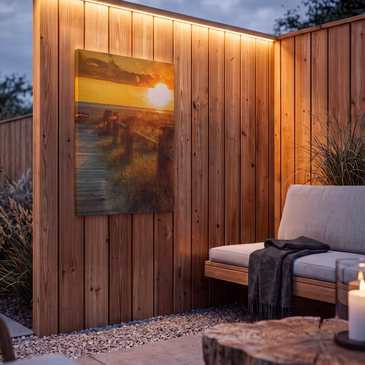 Buiten canvas - Zon - Strand - Duin - Horizon - Gras - Pad - Oranje — 4