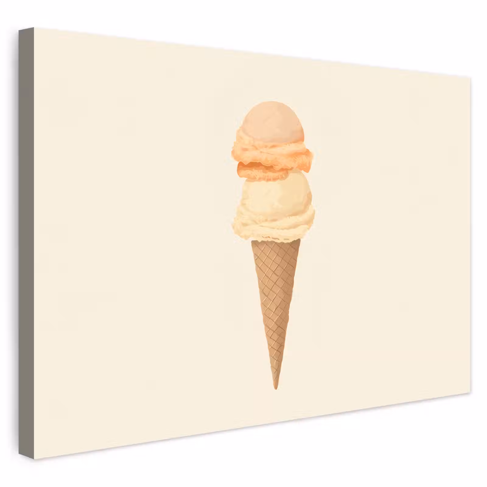 Buiten canvas - Minimalistisch - Schepijs - Hoorntje - Beige — 1