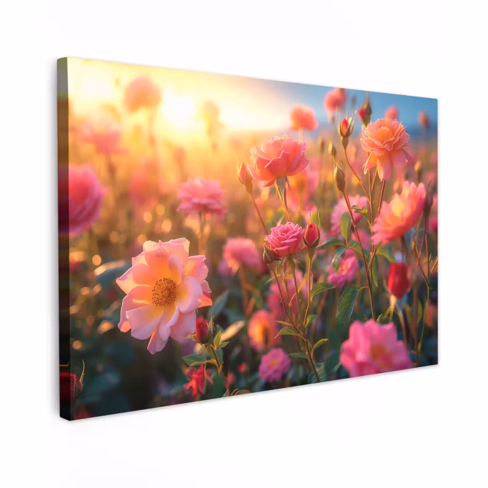 Buiten canvas - Rozenveld in gouden avondlicht — 1