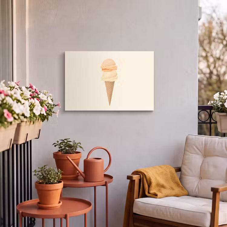 Buiten canvas - Minimalistisch - Schepijs - Hoorntje - Beige — 4