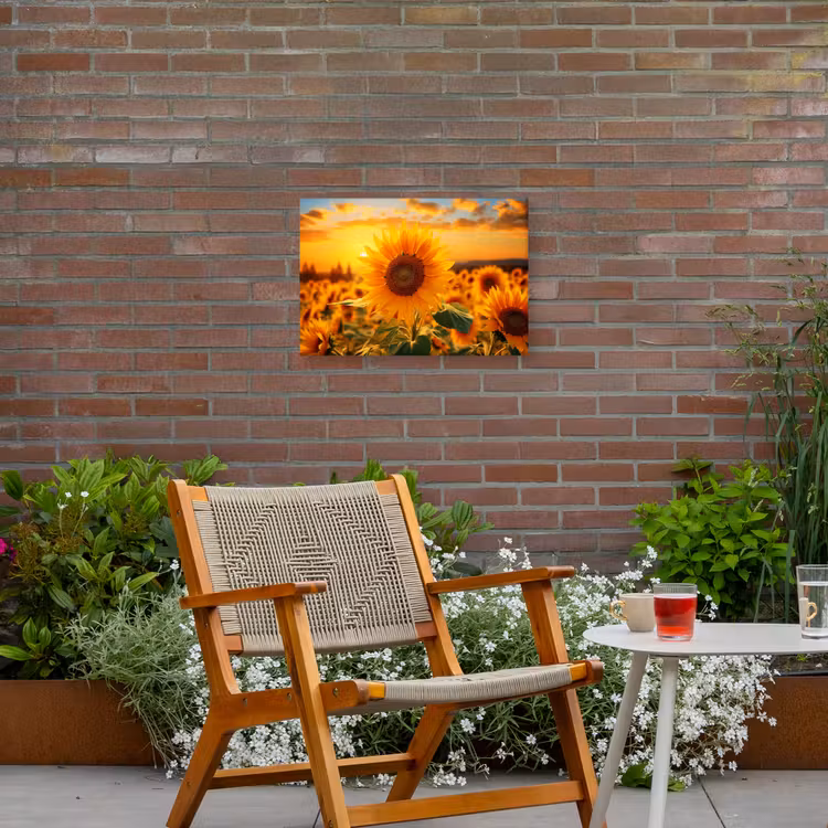 Buiten canvas - Zonnebloem in de avondzon — 2