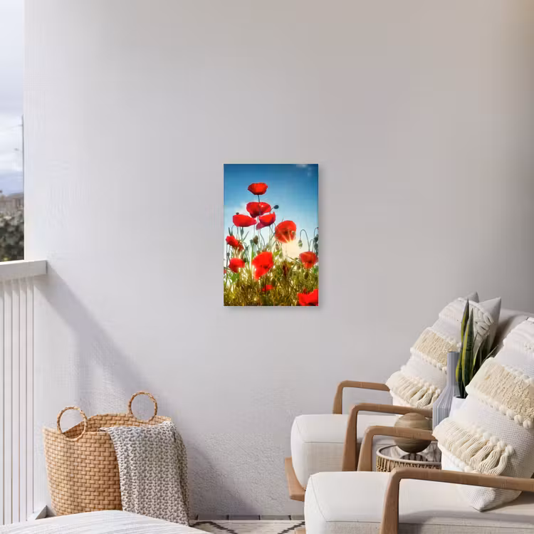 Buiten canvas - Rode klaprozen tegen de hemel — 4