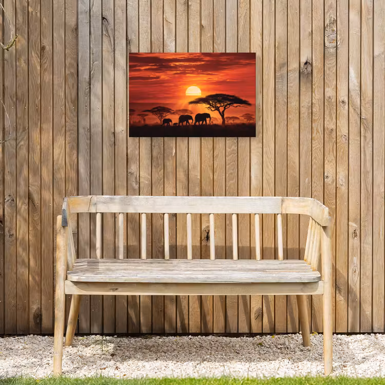 Buiten canvas - Savanne - Olifanten - Zonsondergang — 3