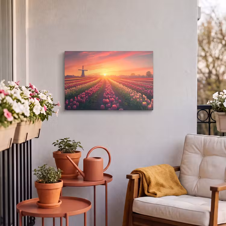 Buiten canvas - Windmolen - Zonsondergang - Landschap — 3