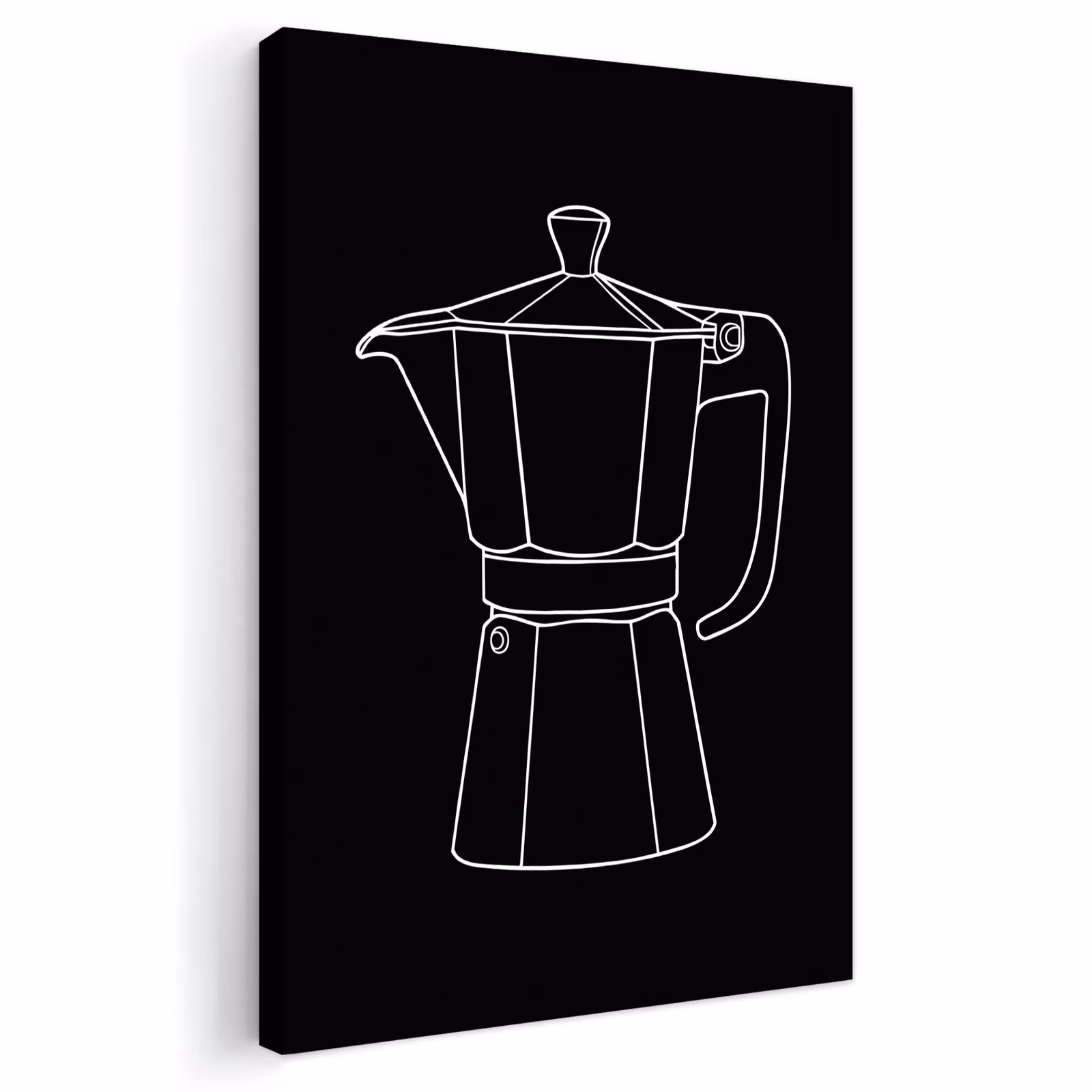 Buiten canvas - Mokkapot - Zwart - Wit - Lijntekening — 1