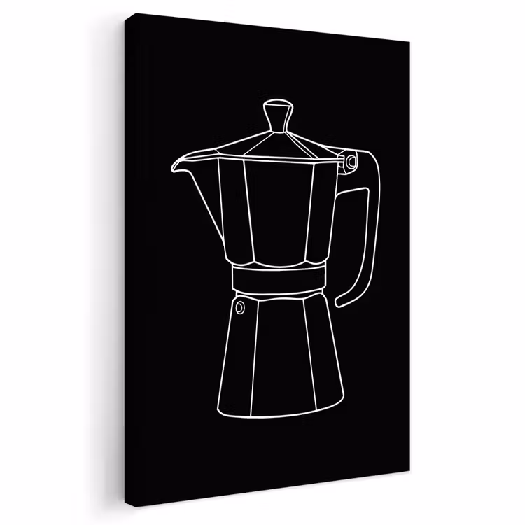 Buiten canvas - Mokkapot - Zwart - Wit - Lijntekening — 1