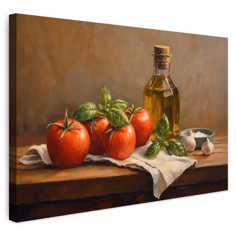 Buiten canvas - Tomaten - Olijfolie - Stilleven — 1