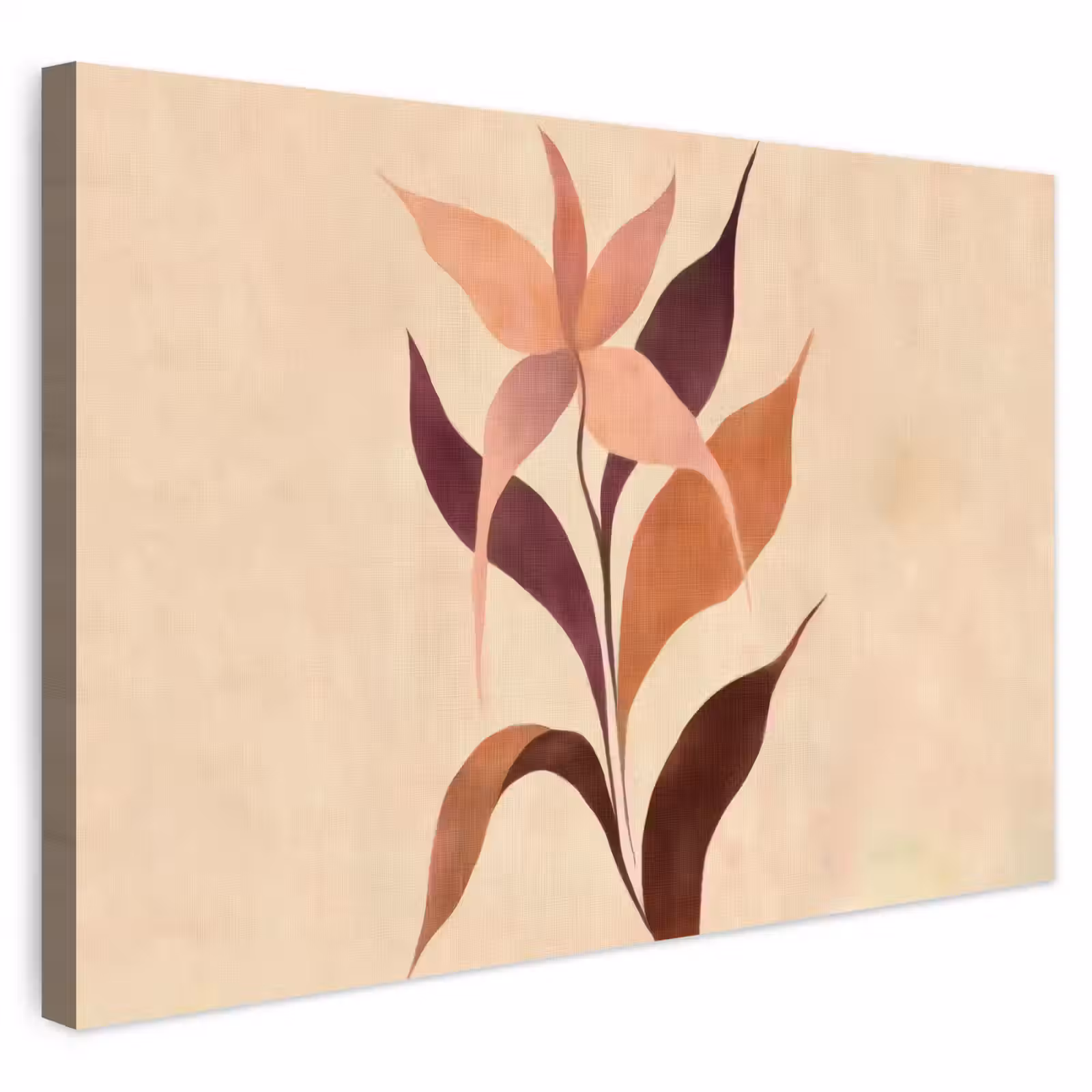 Buiten canvas - Minimalistisch - Bloem - Bladeren - Beige — 1