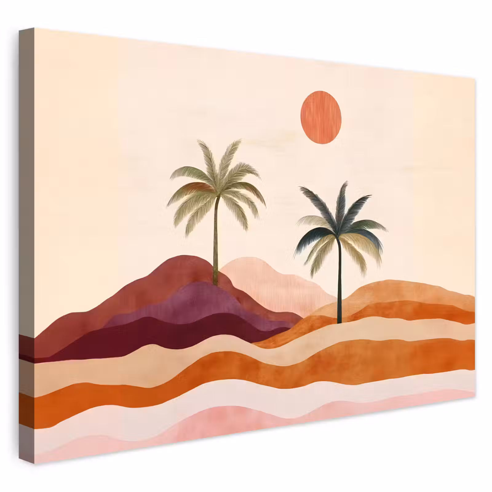 Buiten canvas - Palmbomen - Abstract - Zon - Heuvels — 1