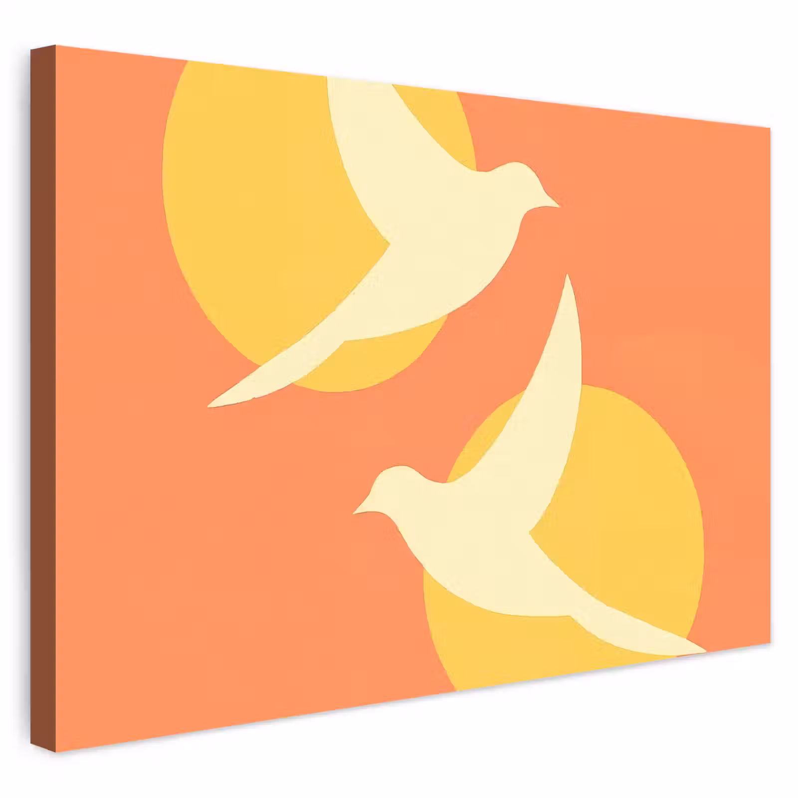 Buiten canvas - Vogels - Cirkels - Geel — 1