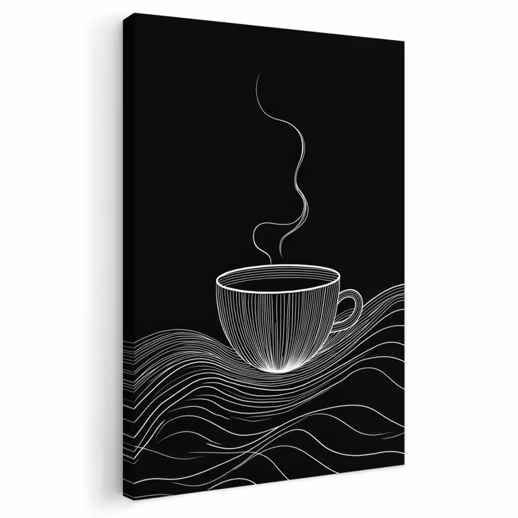 Buiten canvas - Lijntekening - Koffiekop - Zwart — 1