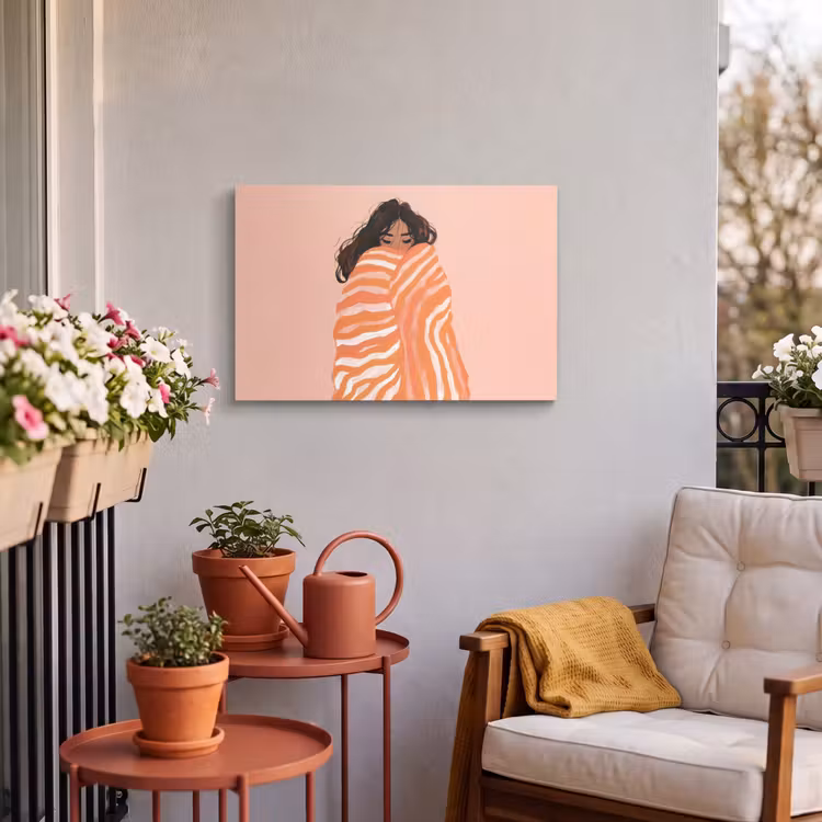 Buiten canvas - Meisje - Deken - Gestreept - Oranje — 4