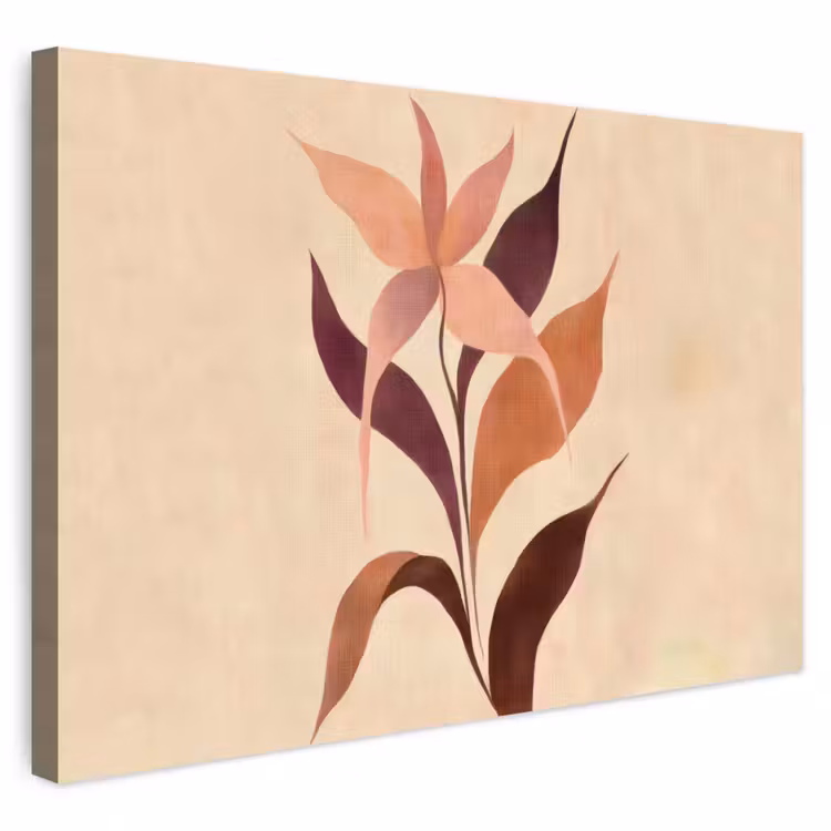 Buiten canvas - Minimalistisch - Bloem - Bladeren - Beige — 1