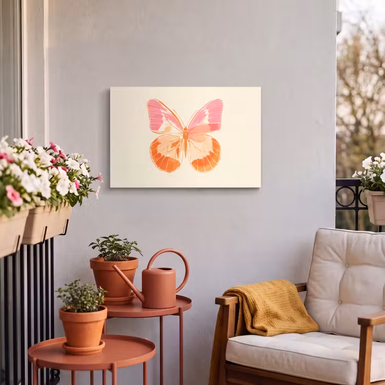Buiten canvas - Oranje - Vlinder - Minimalistisch — 4