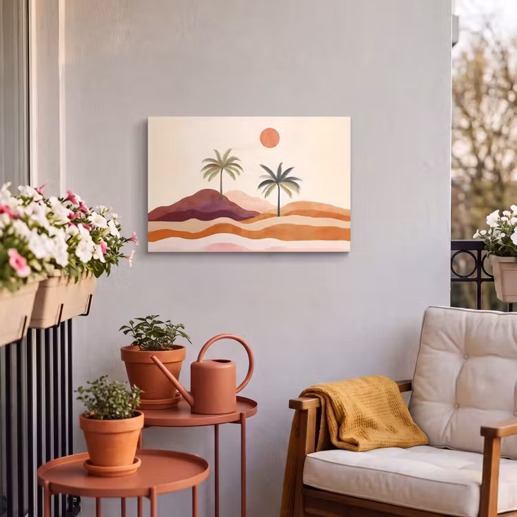 Buiten canvas - Palmbomen - Abstract - Zon - Heuvels — 4