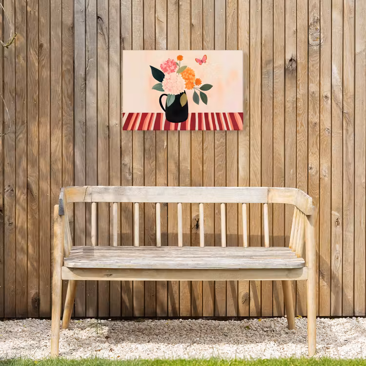 Buiten canvas - Vaas - Bloemen - Vlinder - Rood — 3