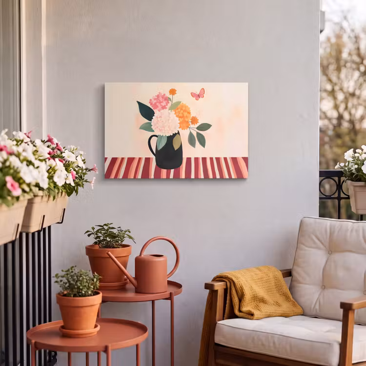 Buiten canvas - Vaas - Bloemen - Vlinder - Rood — 4