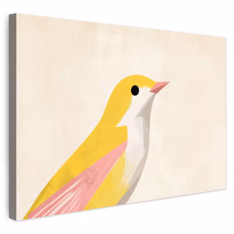 Buiten canvas - Vogel - Minimalistisch - Geel — 1