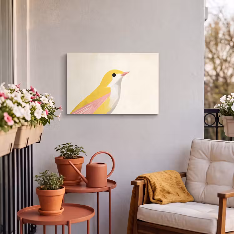 Buiten canvas - Vogel - Minimalistisch - Geel — 4
