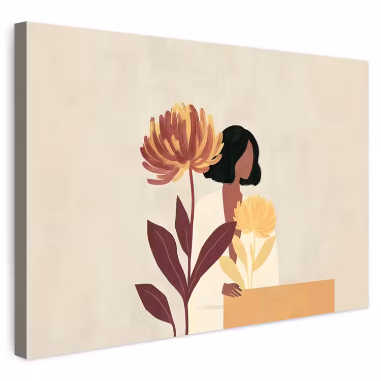 Buiten canvas - Vrouw - Minimalistisch - Bloem — 1