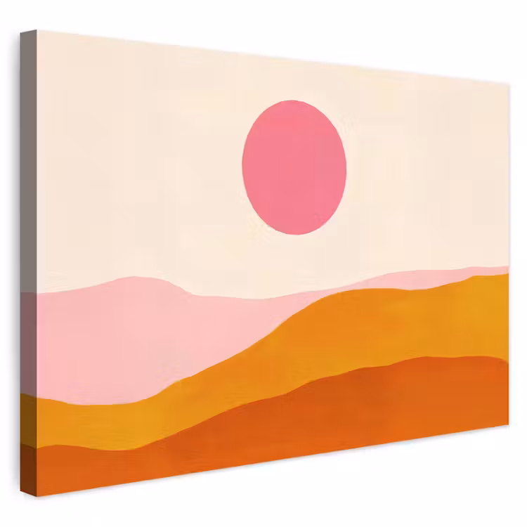 Buiten canvas - Zon - Heuvels - Abstract - Roze — 1