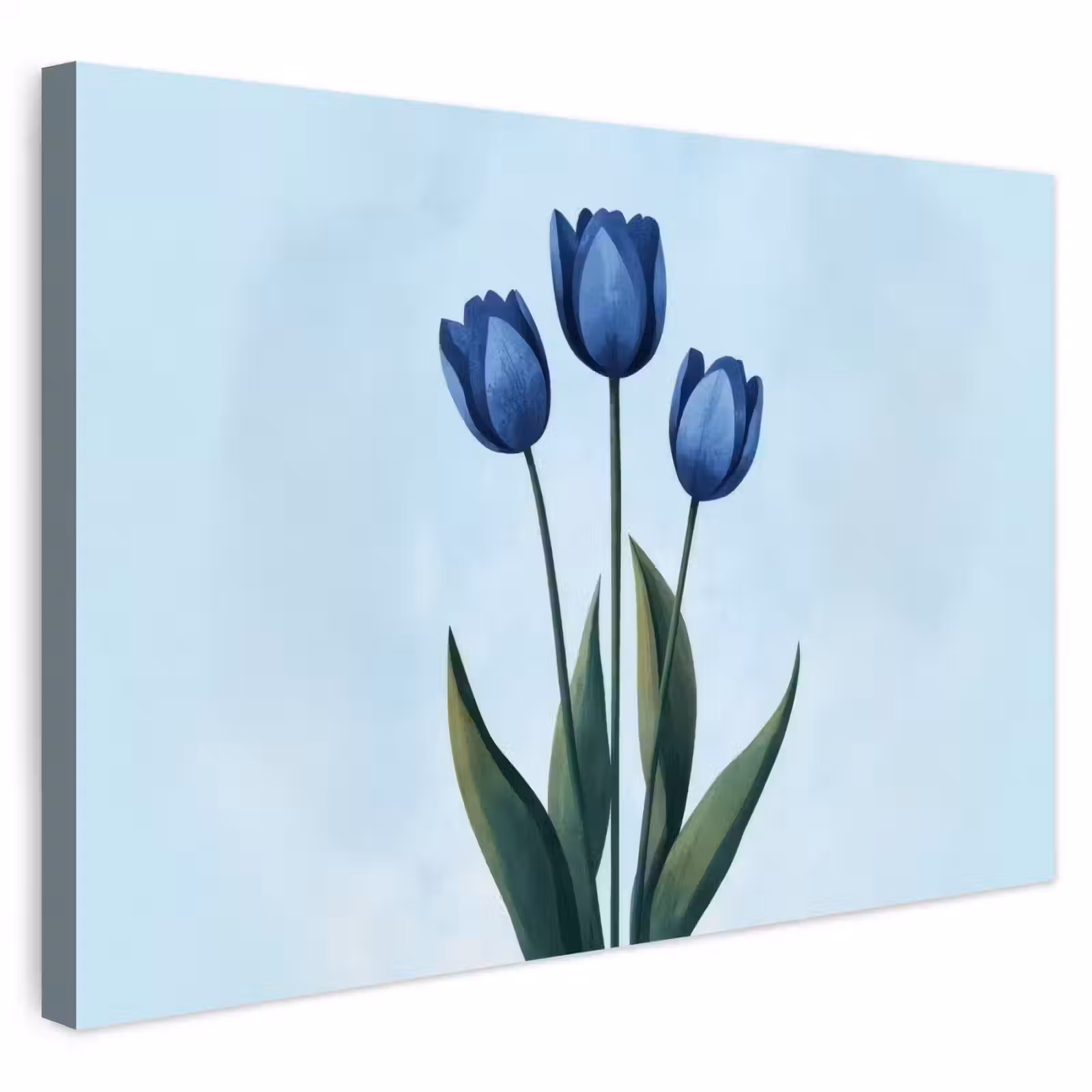 Buiten canvas - Tulpen - Blauw - Bladeren — 1