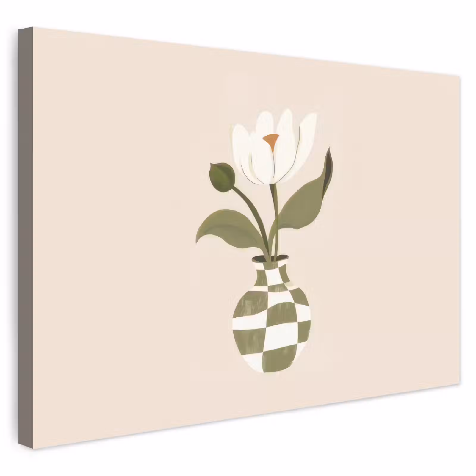 Buiten canvas - Vaas - Geruit - Bloem - Groen — 1