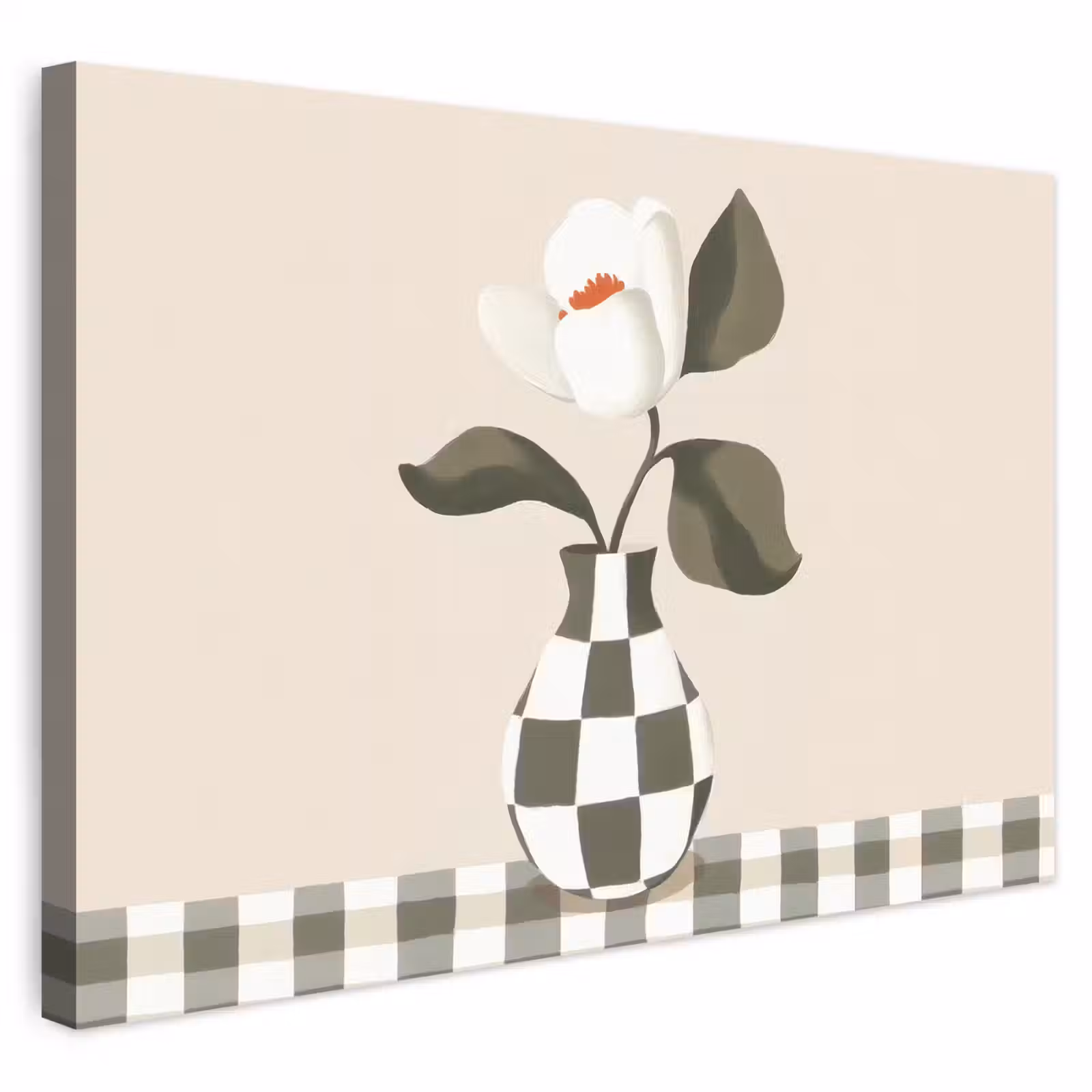 Buiten canvas - Vaas - Geruit - Groen - Bloem — 1