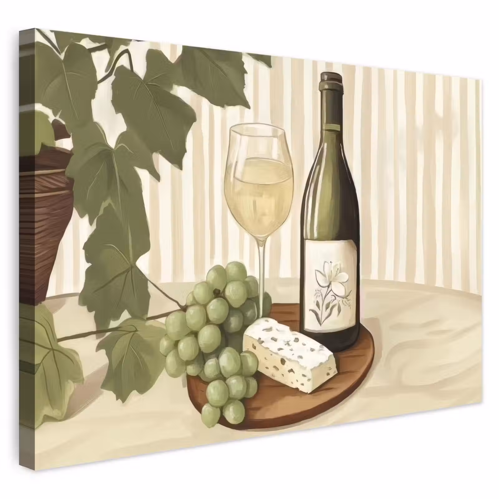 Buiten canvas - Wijn - Druiven - Kaas - Bladeren — 1