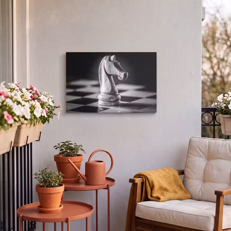 Buiten canvas - Paard - Hout - Schaalbord - Zwart — 3