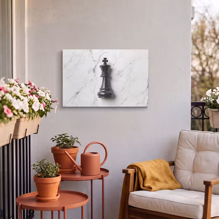 Buiten canvas - Schaakstuk - Koning - Zwart - Marmer — 3