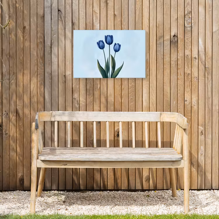 Buiten canvas - Tulpen - Blauw - Bladeren — 3