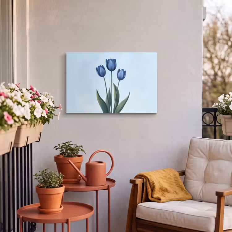 Buiten canvas - Tulpen - Blauw - Bladeren — 4
