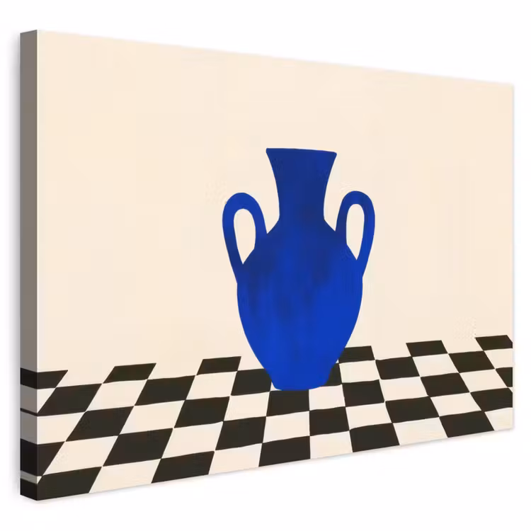 Buiten canvas - Vaas - Blauw - Geblokt - Modern — 1