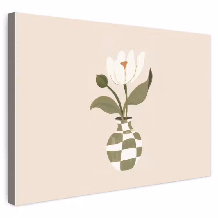 Buiten canvas - Vaas - Geruit - Bloem - Groen — 1