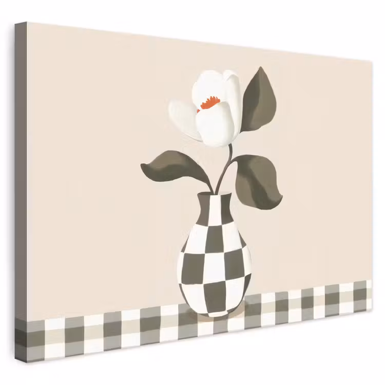 Buiten canvas - Vaas - Geruit - Groen - Bloem — 1