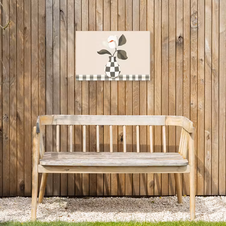 Buiten canvas - Vaas - Geruit - Groen - Bloem — 3