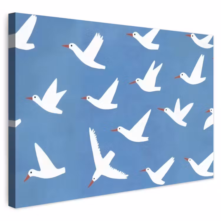 Buiten canvas - Vogels - Wit - Patroon — 1