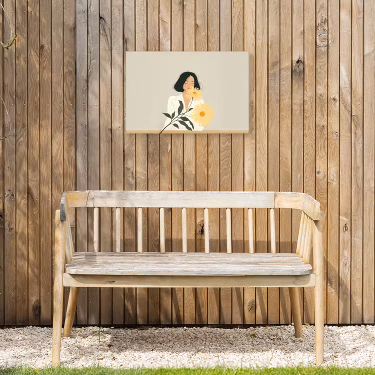 Buiten canvas - Vrouw - Bloem - Geel - Minimalistisch — 3
