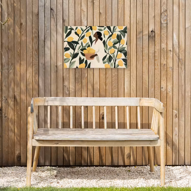 Buiten canvas - Vrouw - Mand - Citroenen - Bladeren — 3