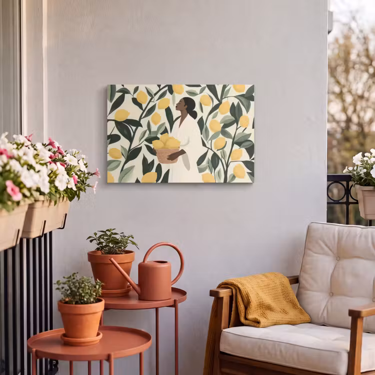 Buiten canvas - Vrouw - Mand - Citroenen - Bladeren — 4