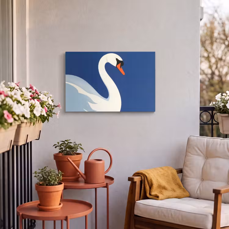 Buiten canvas - Zwaan - Wit - Snavel - Illustratie — 4