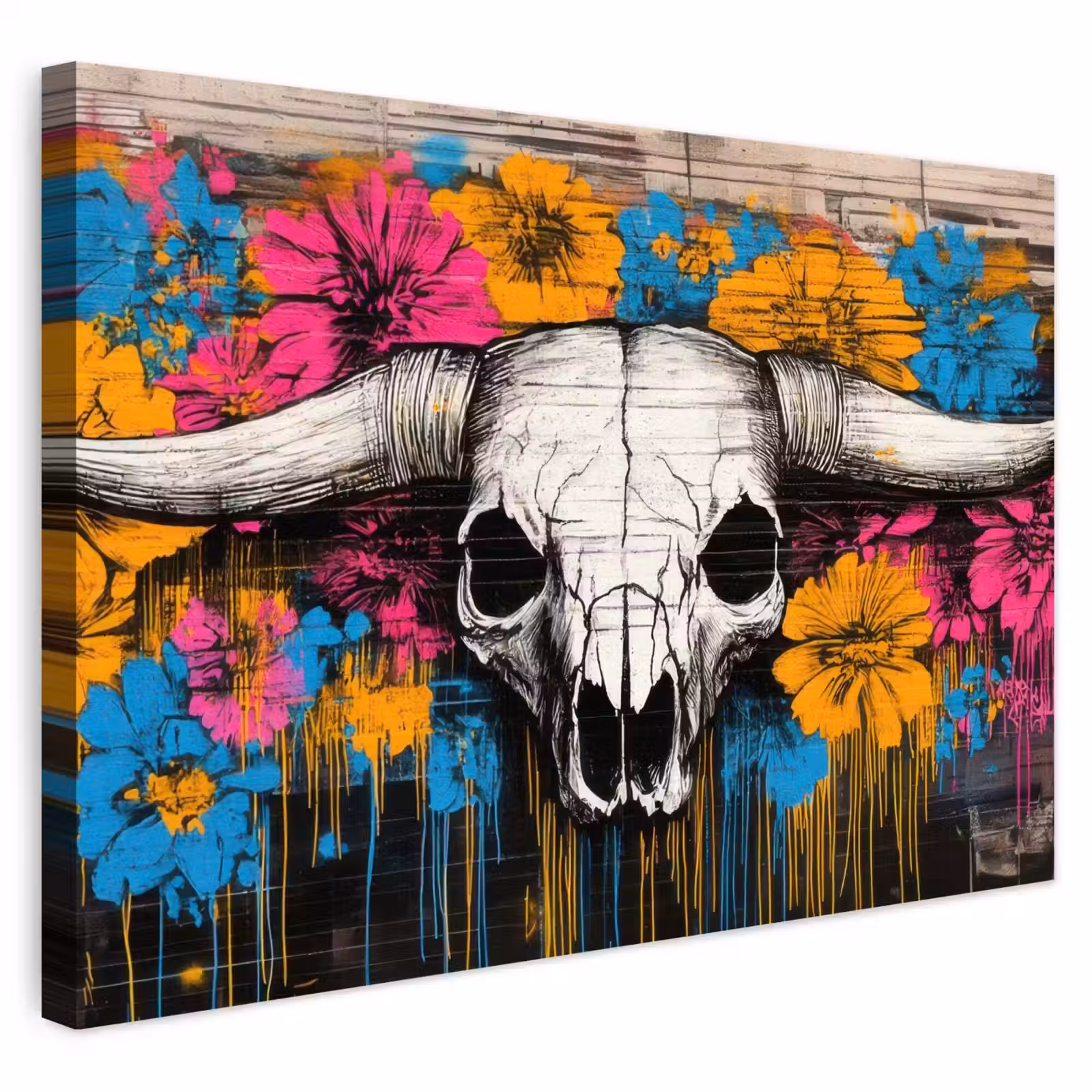 Buiten canvas - Schedel - Bloemen - Graffiti — 1