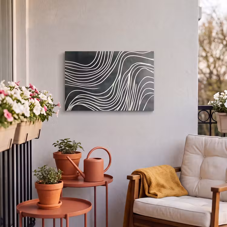 Buiten canvas - Lijnen - Patroon - Abstract - Wit — 4