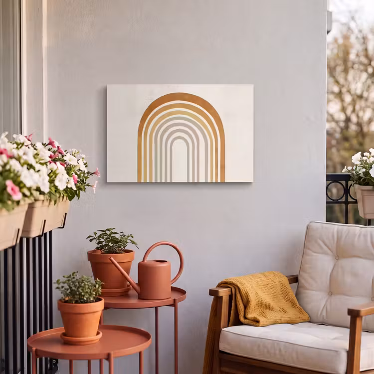 Buiten canvas - Minimalistisch - Boog - Lijnen - Beige — 4