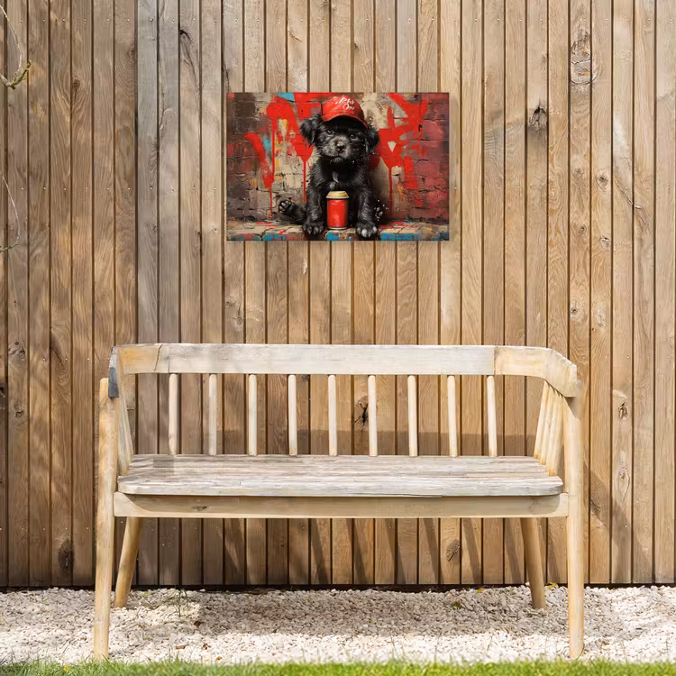 Buiten canvas - Puppy met Rode Pet en Spuitbus — 3