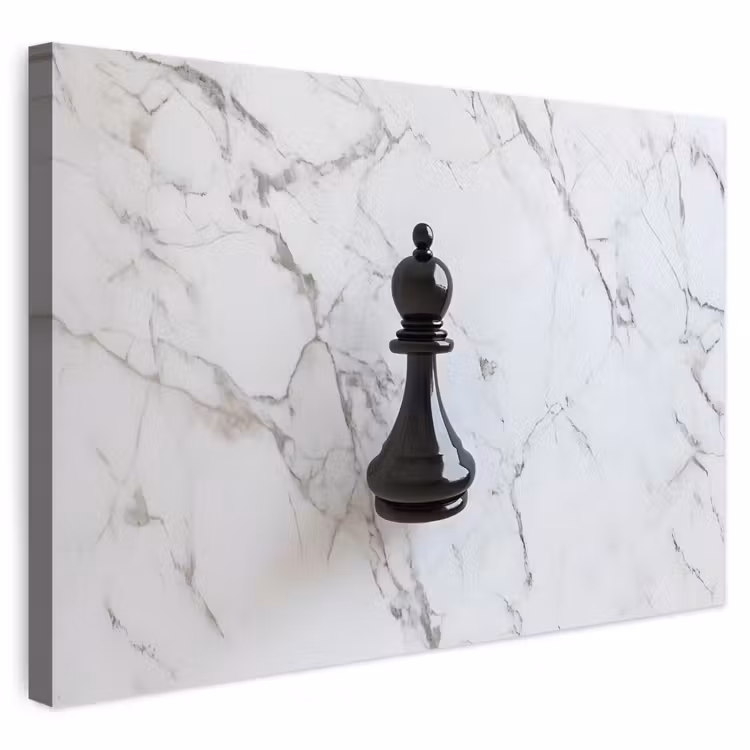 Buiten canvas - Schaakstuk - Loper - Zwart - Marmer — 1