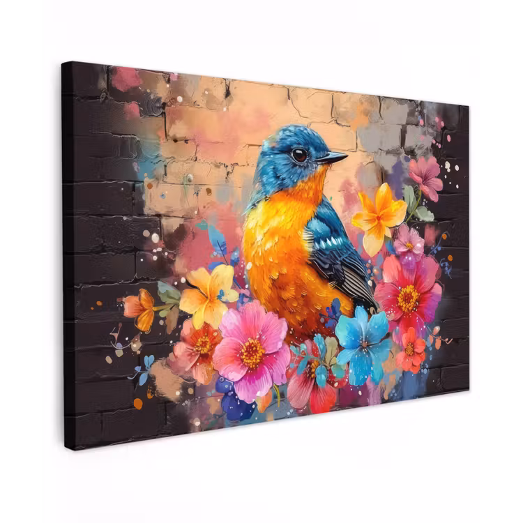 Buiten canvas - Vogel in Bloemenpracht — 1
