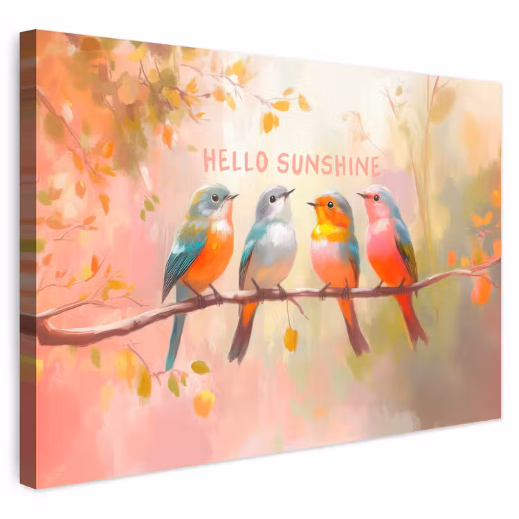 Buiten canvas - Vogels - Tak - Quote - Roze — 1
